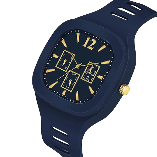 MVS Square Multi Dial Analog Silicon Strap Stylish Designer Analog Watch - for Boys - Purple