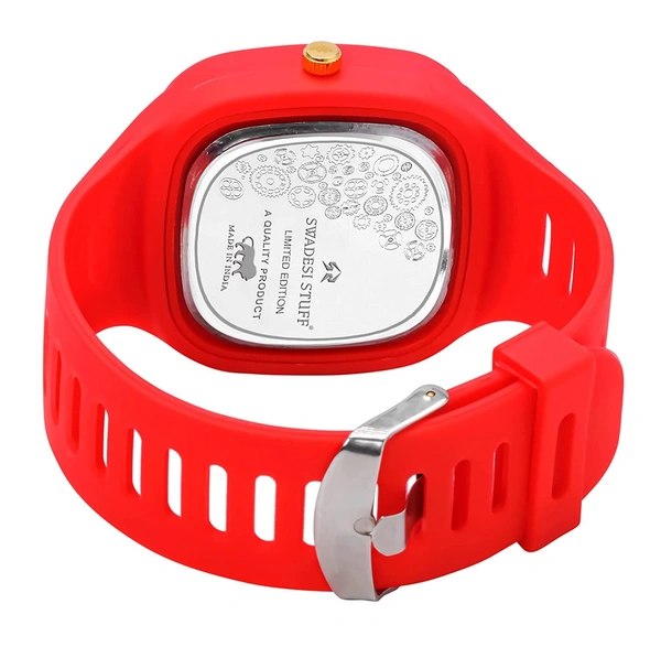 MVS  MVS Square Multi Dial Analog Silicon Strap Stylish Designer Analog Watch - for Boys - Red
