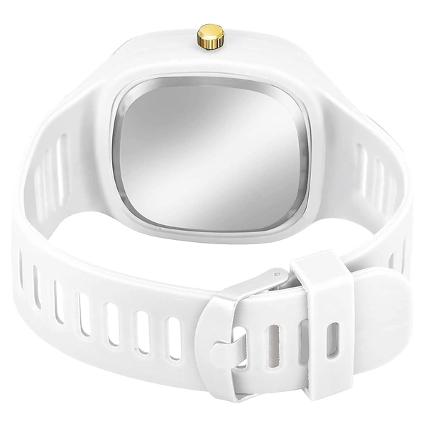 MVS Square Multi Dial  Analog Silicon Strap Stylish Designer Analog Watch - for Boys - White