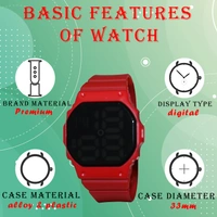 MVS Fashionable Octagon Digital Unisex Watch with Large Digits - Red