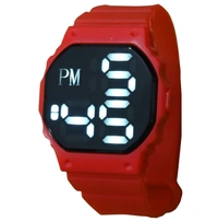 MVS Fashionable Octagon Digital Unisex Watch with Large Digits - Red