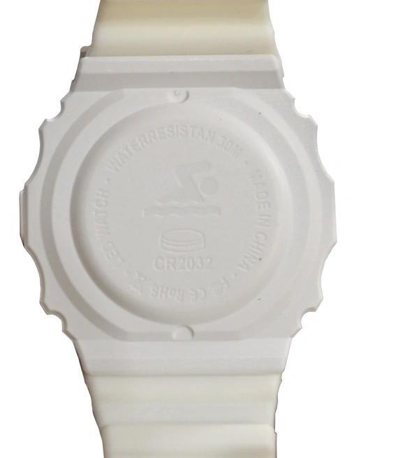 MVS Fashionable Octagon Digital Unisex Watch with Large Digits - White