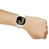 MVS Fashionable Octagon Digital Unisex Watch with Large Digits - White