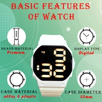 MVS Fashionable Octagon Digital Unisex Watch with Large Digits - White