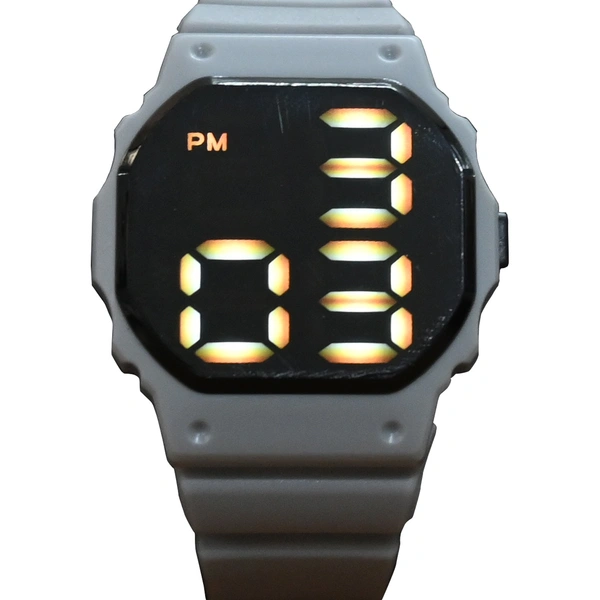 MVS Fashionable Octagon Digital Unisex Watch with Large Digits - Grey