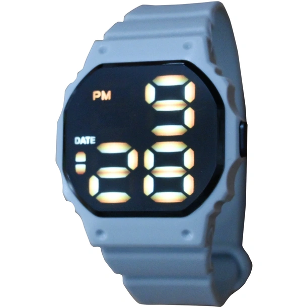 MVS Fashionable Octagon Digital Unisex Watch with Large Digits - Grey