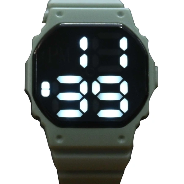 MVS Fashionable Octagon Digital Unisex Watch with Large Digits - Green