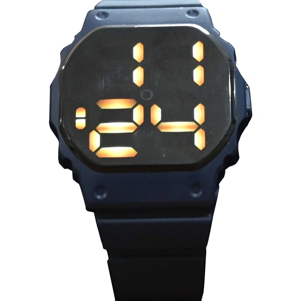 MVS Fashionable Octagon Digital Unisex Watch with Large Digits - Blue