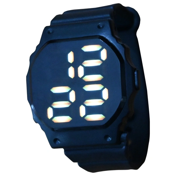 MVS Fashionable Octagon Digital Unisex Watch with Large Digits - Blue
