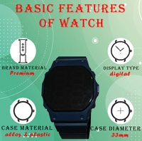 MVS Fashionable Octagon Digital Unisex Watch with Large Digits - Blue