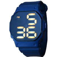 MVS Fashionable Octagon Digital Unisex Watch with Large Digits - Blue