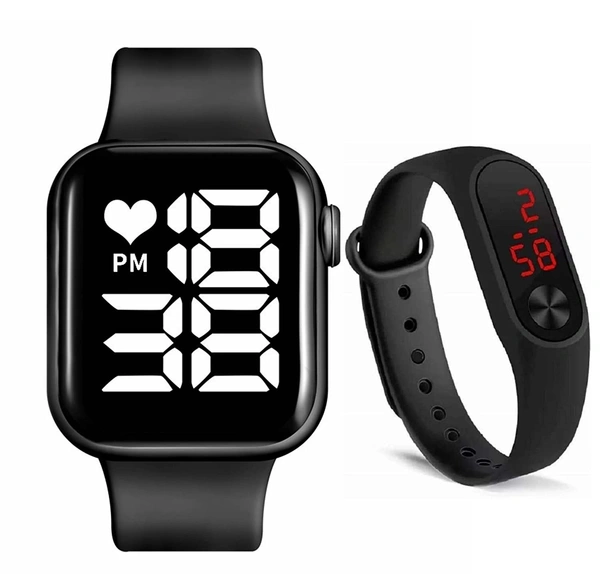 MVS Digital Watches for Boys Latest Kids Watch Men Combo ( Pack of 2 ) - Black