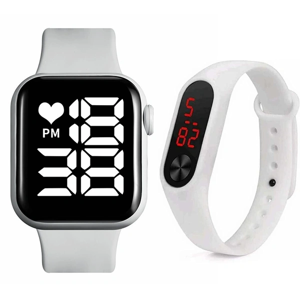 MVS Digital Watches for Boys Latest Kids Watch Men Combo ( Pack of 2 ) - White