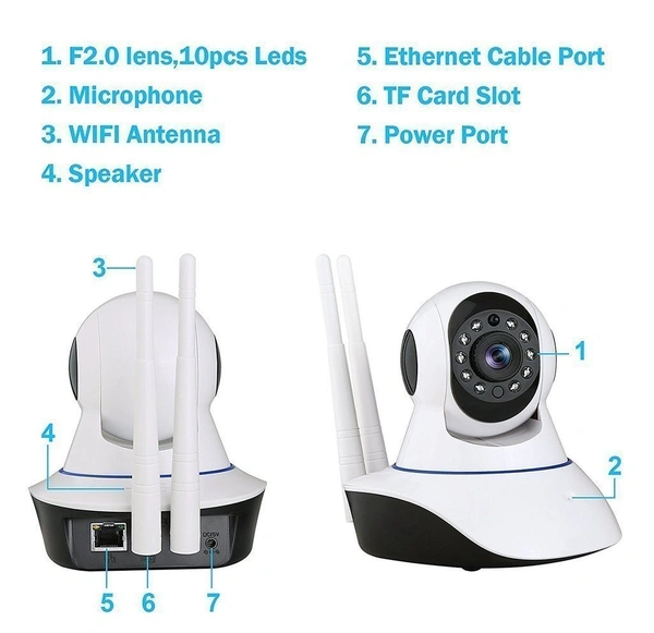 MVS  Smart Portable WIFI Wireless IP CCTV Security Camera - White