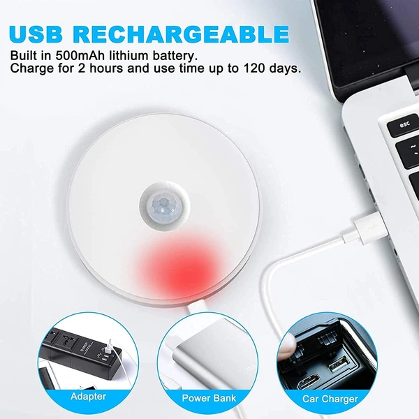 MVS Motion Sensor Rechargeable Night/Dark Light ( Pack of 2 ) - White, Free