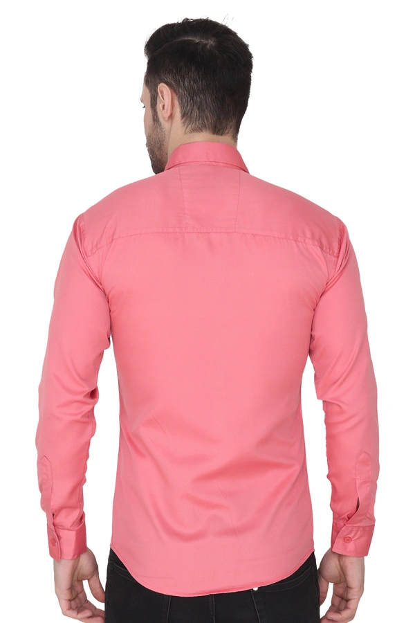 MVS Men's Cotton Blend | Regular Fit | Solid Plain Colors | Formal Shirt | Full Sleeve - Pink, XL