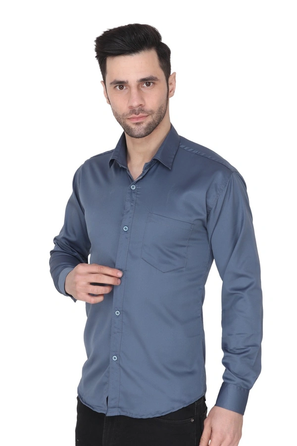 MVS Men's Cotton Blend | Regular Fit | Solid Plain Colors | Formal Shirt | Full Sleeve - Nevy Blue, XL