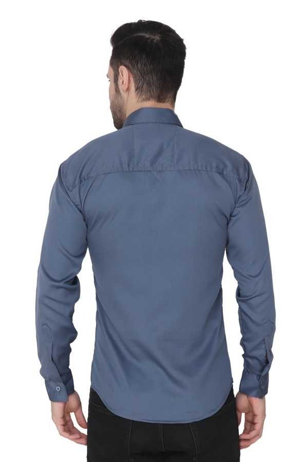 MVS Men's Cotton Blend | Regular Fit | Solid Plain Colors | Formal Shirt | Full Sleeve - Navy Blue, XXL