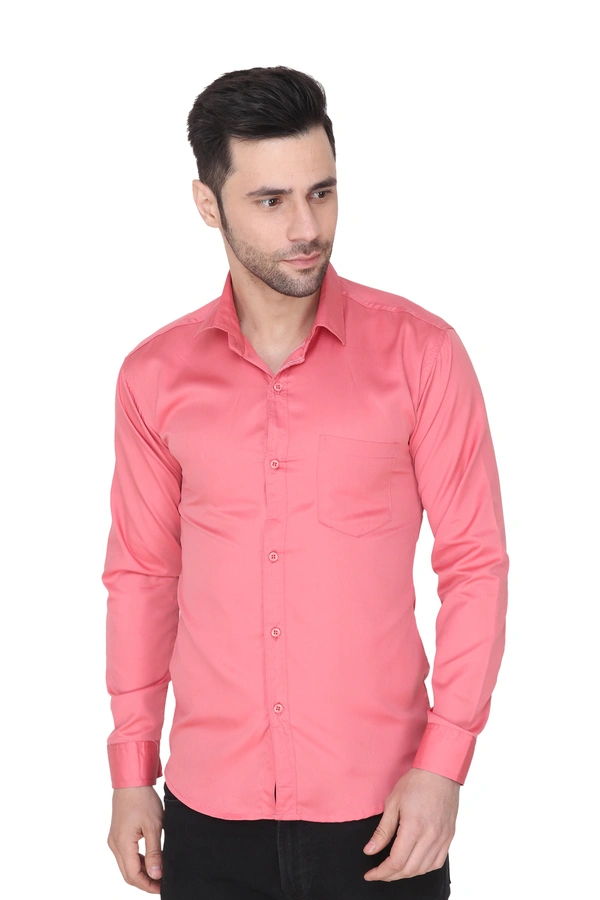 MVS Men's Cotton Blend | Regular Fit | Solid Plain Colors | Formal Shirt | Full Sleeve - Pink, XXL