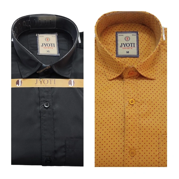 Men's Cotton Blend | Regular Fit | Plain & Printed   | Formal Shirt | (Pack of 2 ) - Yellow, M