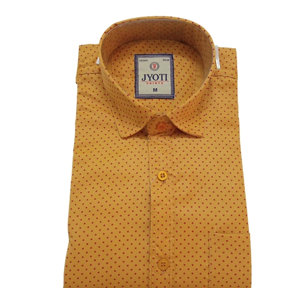 Men's Cotton Blend | Regular Fit | Plain & Printed   | Formal Shirt | (Pack of 2 ) - Yellow, M