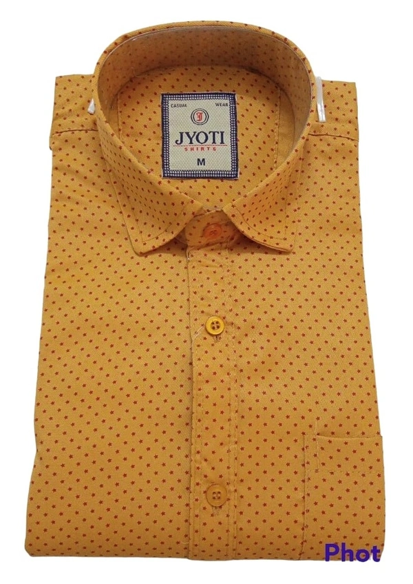 Men's Cotton Blend | Regular Fit | Plain & Printed   | Formal Shirt | (Pack of 2 ) - Yellow, L