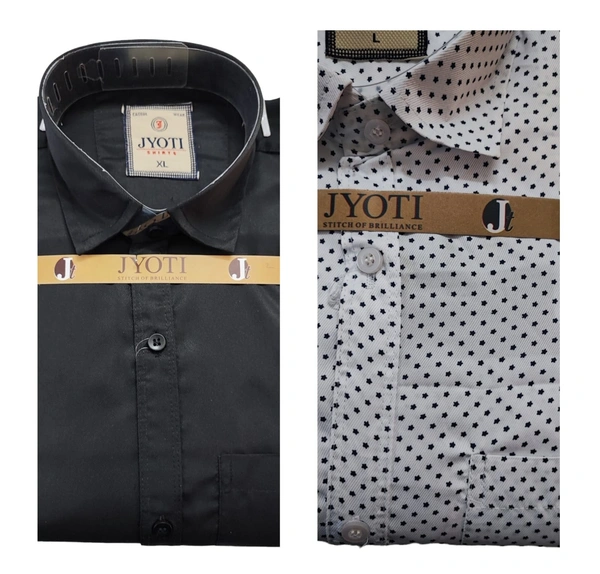 Men's Cotton Blend | Regular Fit | Plain & Printed   | Formal Shirt | (Pack of 2 ) - White, L