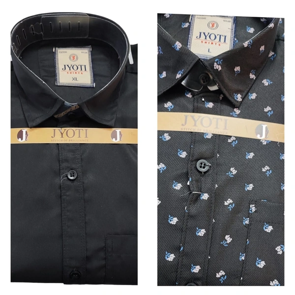 Men's Cotton Blend | Regular Fit | Plain & Printed   | Formal Shirt | (Pack of 2 ) - Black, L