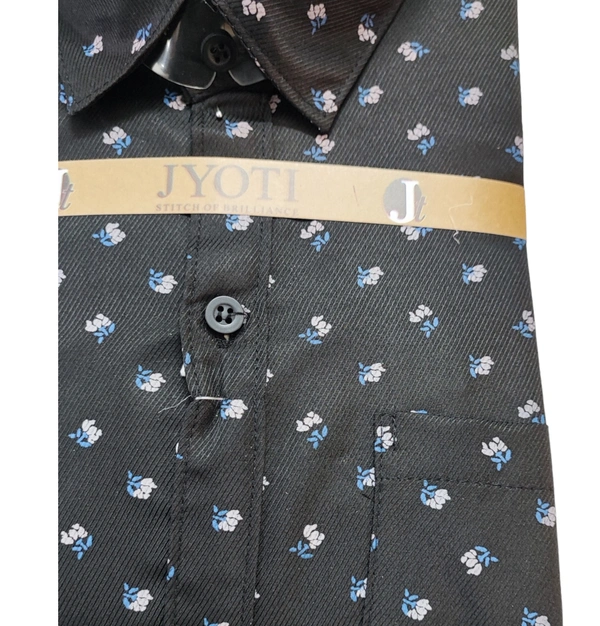 Men's Cotton Blend | Regular Fit | Plain & Printed   | Formal Shirt | (Pack of 2 ) - Black, L