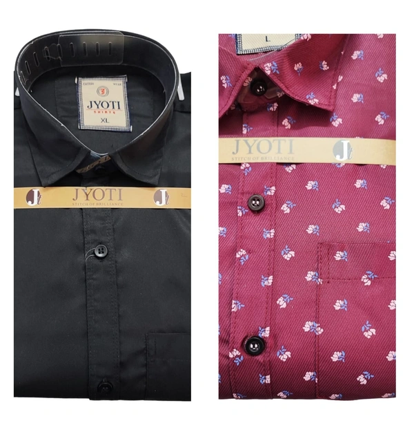 Men's Cotton Blend | Regular Fit | Plain & Printed   | Formal Shirt | (Pack of 2 ) - Black, L, 350