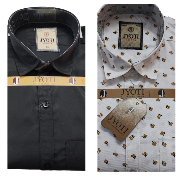 Men's Cotton Blend | Regular Fit | Plain & Printed   | Formal Shirt | (Pack of 2 ) - White, L, 350