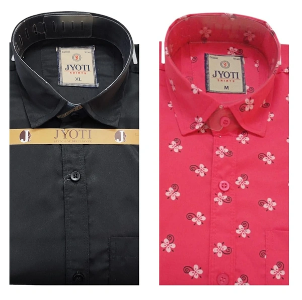 Men's Cotton Blend | Regular Fit | Plain & Printed   | Formal Shirt | (Pack of 2 ) - Peach, M, 350