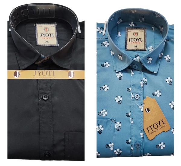 Men's Cotton Blend | Regular Fit | Plain & Printed   | Formal Shirt | (Pack of 2 ) - Grey, M, 350