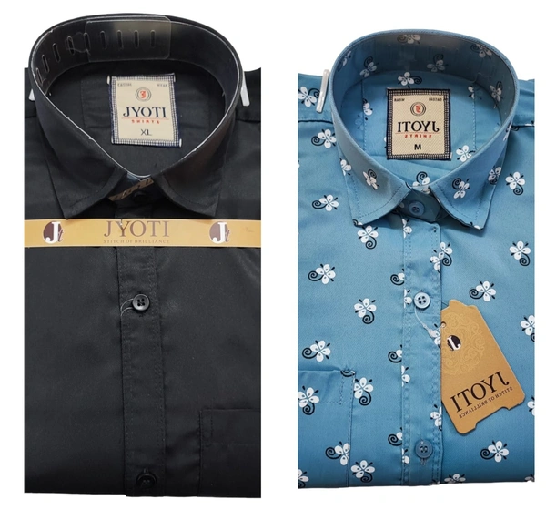 Men's Cotton Blend | Regular Fit | Plain & Printed   | Formal Shirt | (Pack of 2 ) - Grey, L, 350