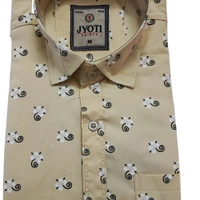Men's Cotton Blend | Regular Fit | Plain & Printed   | Formal Shirt | (Pack of 2 ) - Cream, L, 350