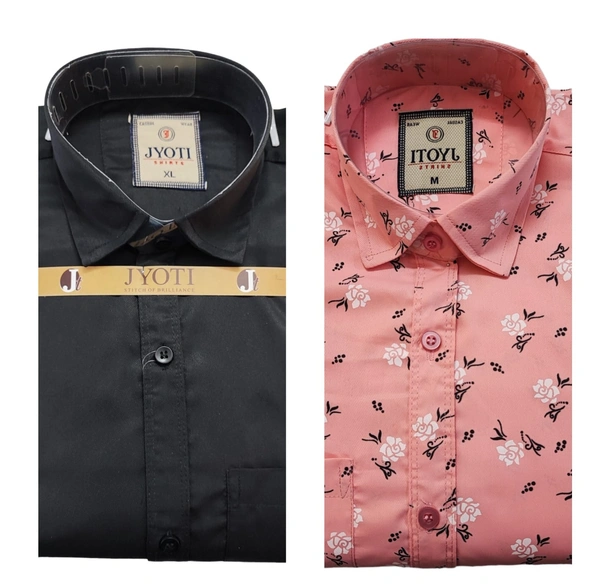 Men's Cotton Blend | Regular Fit | Plain & Printed   | Formal Shirt | (Pack of 2 ) - Pink, M, 350