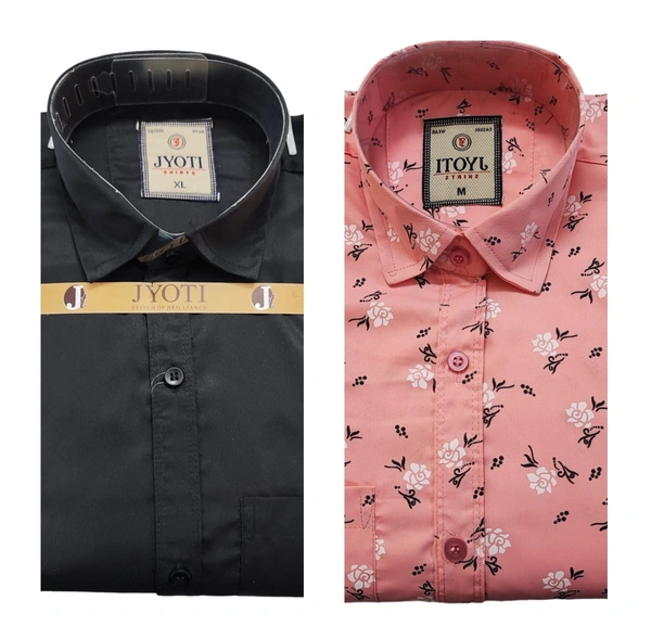 Men's Cotton Blend | Regular Fit | Plain & Printed   | Formal Shirt | (Pack of 2 ) - Pink, L, 350