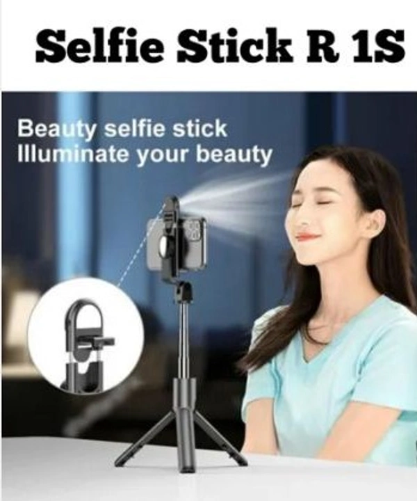 MVS Selfie Stick/Tripod H2S with Light and Selfie Mirror.  - 200, Black, Expendable