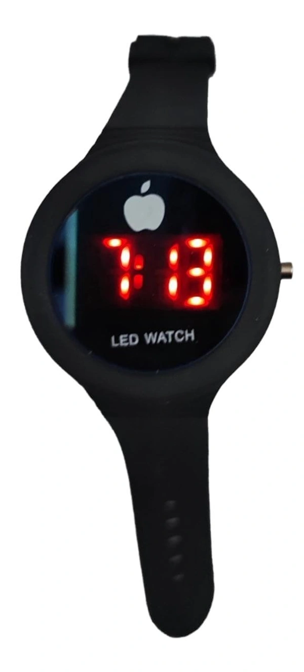 MVS New Apple LED Digital  Watch With  Big Dial  Black Strap For Kids  - Black, Free