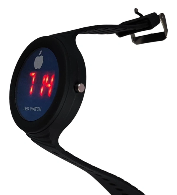 MVS New Apple LED Digital  Watch With  Big Dial  Black Strap For Kids  - Black, Free
