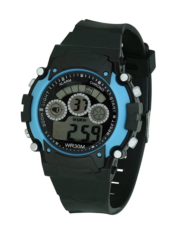 MVS Digital Sports Watch with 7 Lights, Alarm, Stop Watch, 12/24 Hrs Format, Back Light, Day & Date for Boys/Girls - Skyblue, Free, 150