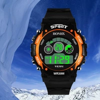 MVS 12/24 Hrs Format Digital Time Day and Date Stop Watch and Back Light - orange, Free