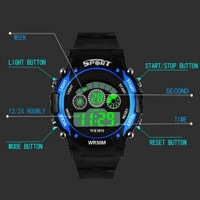MVS 12/24 Hrs Format Digital Time Day and Date Stop Watch and Back Light - Black, Free