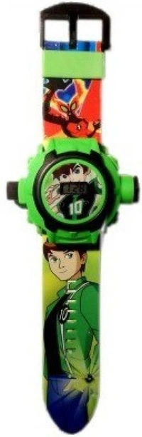 MVS 24 Projecter Images Unisex Kids PVC Band Light weight Digital Wrist Watch-Ben 10  - Green (Ben 10), Free
