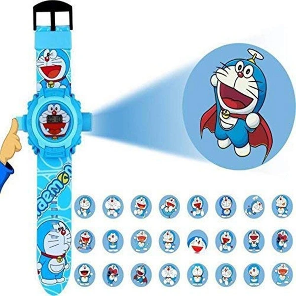 MVS 24 Projecter Images Unisex Kids PVC Band Light weight Digital Wrist Watch-Doraemon  - Skyblue (Doraemon), Free