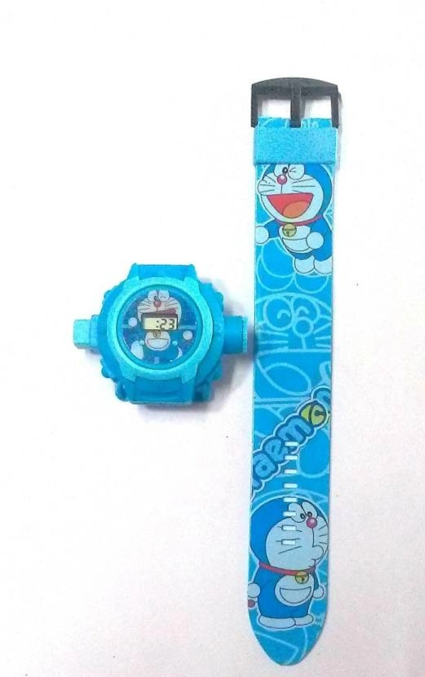 MVS 24 Projecter Images Unisex Kids PVC Band Light weight Digital Wrist Watch-Doraemon  - Skyblue (Doraemon), Free