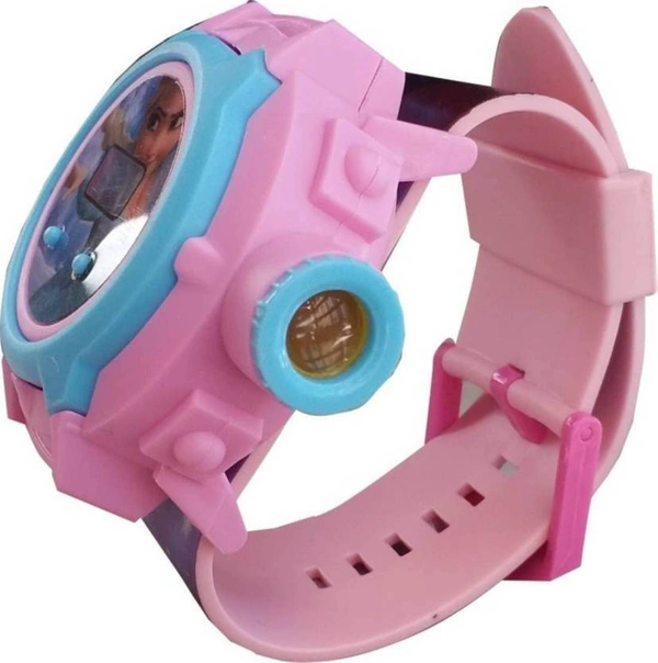MVS 24 Projecter Images Unisex Kids PVC Band Light weight Digital Wrist Watch-Frozen  - Sky-blue (Frozen), Free