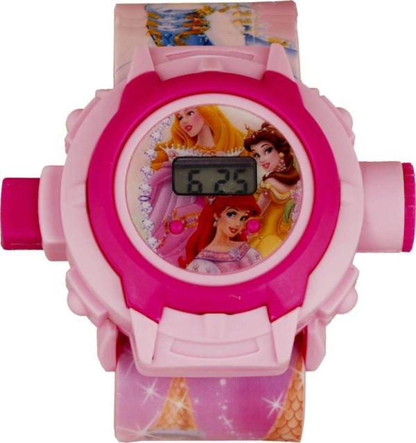 MVS 24 Projecter Images Unisex Kids PVC Band Light weight Digital Wrist Watch-Princess  - Pink (Princess ), Free