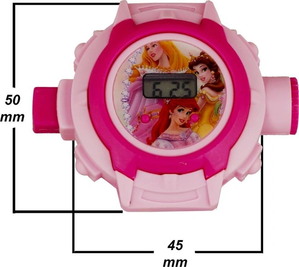 MVS 24 Projecter Images Unisex Kids PVC Band Light weight Digital Wrist Watch-Princess  - Pink (Princess ), Free