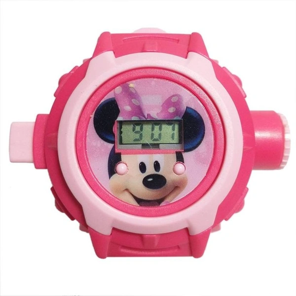 MVS 24 Projecter Images Unisex Kids PVC Band Light weight Digital Wrist Watch-Mikky mouse  - Pink (Mikky Mouse ), Free